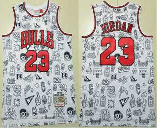 Men%27s Chicago Bulls #23 Michael Jordan 1997-98 White Hardwood Swingman Throwback Jersey->nba shorts->NBA Jersey